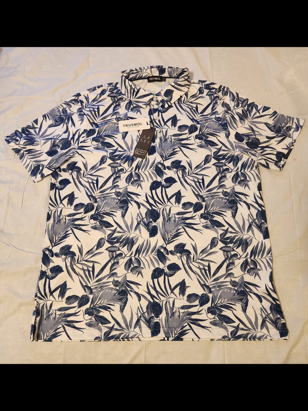 Men's Blue Floral Polo Shirt